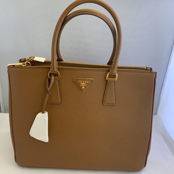 Prada Handbags - Lux Large Saffiano Cannella Leather Tote
